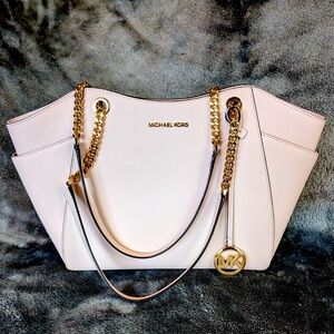 Michael Kors Blush Pink Large Jet Set Chain Satchel Tote.